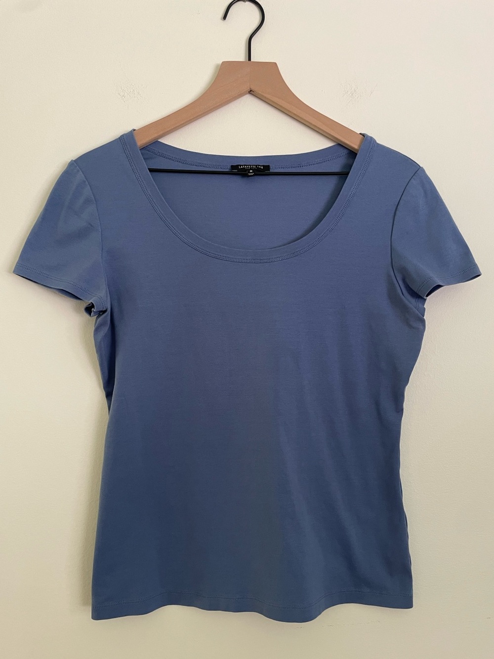 Lafayette 148 New York Scoop Neck Tee in Slate Blue